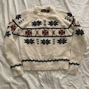 White Sweater with Nordic Pattern Size Large